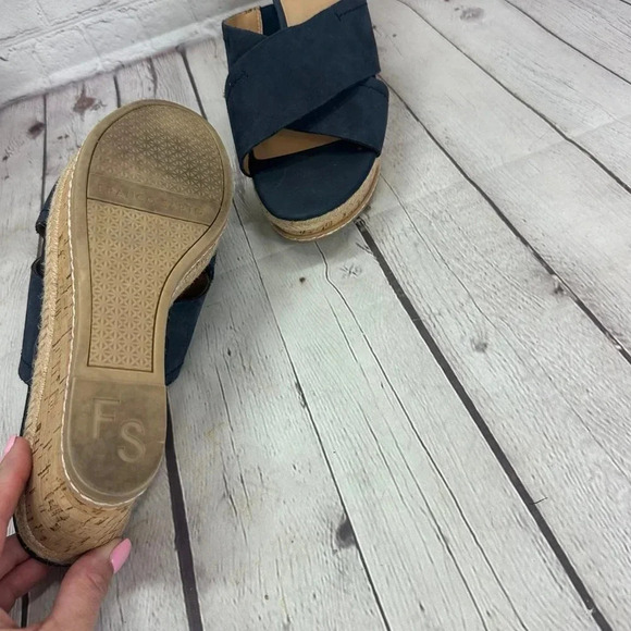 franco sarto navy cinch wedge Sandals size 9.5 EUR 39.5 - Picture 3 of 9